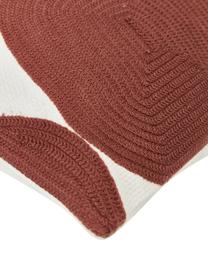 Bestickte Baumwoll-Kissenhülle Bardia in Terrakotta, Bezug: 100 % Baumwolle, Terrakotta, Cremeweiß, B 45 x L 45 cm