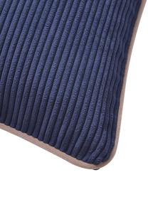 Gewebte Samt-Kissenhüllen Carter mit strukturierter Oberfläche, 2 Stück, 88 % Polyester, 12 % Nylon, Dunkelblau, Beige, B 45 x L 45 cm