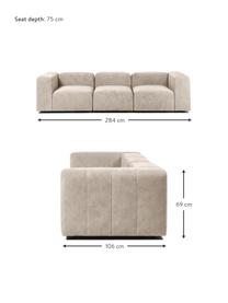 Sofa modułowa Lena (4-osobowa), Tapicerka: tkanina (88% poliester, 1, Stelaż: drewno sosnowe, sklejka, , Nogi: tworzywo sztuczne, Beżowa tkanina, S 200 x W 85 cm