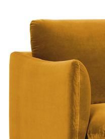 Canapé d'angle en velours et pieds en métal Moby, Velours jaune moutarde, larg. 280 x prof. 160 cm, méridienne à droite