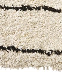 Alfombra corredor artesanal de pelo largo Dunya, Parte superior: 100% poliéster, Reverso: 100% algodón, Beige, negro, An 80 x L 200 cm