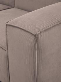 Canapé d'angle modulable en velours côtelé Lennon, Velours côtelé brun, larg. 327 x prof. 180 cm, méridienne à gauche