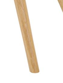 Sedia con braccioli e gambe in legno Fiji, Rivestimento: poliestere Con 40.000 cic, Gambe: legno di quercia massicci, Tessuto grigio chiaro, legno di quercia, Larg. 59 x Prof. 55 cm