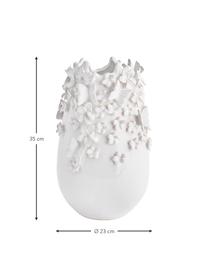 Váza z kameniny s 3D ozdobou Daphne, Kamenina, lakovaná, Biela, Ø 23 cm x V 35 cm