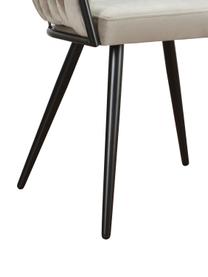 Krzesło z podłokietnikami z aksamitu Larissa, Tapicerka: aksamit (100% poliester), Nogi: metal, Aksamitny beżowy, nogi: czarny, S 63 x G 55 cm