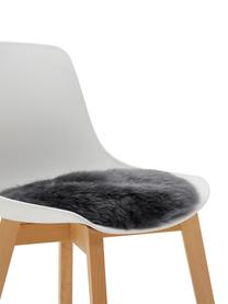 Galette de chaise en peau de mouton lisse Oslo, Gris foncé, Ø 37 cm