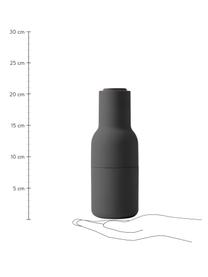 Salero y pimentero de diseño Bottle Grinder, 2 uds., Estructura: plástico, Grinder: cerámica, Gris antracita, gris claro, madera de nogal, Ø 8 x Al 21 cm