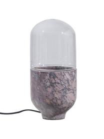 Kleine Tischlampe Asel aus Marmor, Lampenschirm: Glas, Lampenfuß: Marmor, Transparent, Taupe, marmoriert, Ø 11 x H 26 cm