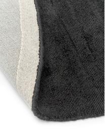 Rond viscose vloerkleed Jane, handgeweven, Onderzijde: 100% katoen Het in dit pr, Antraciet, Ø 150 cm (maat M)