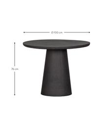 Tavolo rotondo da giardino in cemento Damon, Ø 100 cm, Rivestimento in cemento e fibra di vetro, Marrone scuro, Ø 100 x Alt. 76 cm