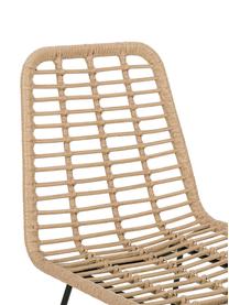 Barová židle z polyratanu s kovovými nohami Sola, Světle hnědá, černá, Š 56 cm, V 110 cm