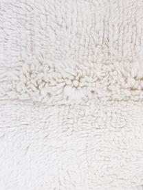 Alfombra de lana artesanal Tundra, lavable, Parte superior: 100% lana, Reverso: algodón reciclado Las alf, Blanco, An 80 x L 140 cm (Tamaño XS)