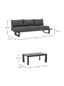 Set lounge para exterior Konnor, 3 pzas., Tapizado: 100% polipropileno, Estructura: aluminio con pintura en p, Gris antracita, Set de diferentes tamaños