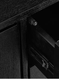 Schwarzes Lowboard Luca mit Türen aus Massivholz, Korpus: Massives Mangoholz, gebür, Gestell: Metall, pulverbeschichtet, Schwarz, B 180 x H 54 cm