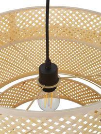 Lampada a sospensione di design in bambù Finja, Paralume: bambù, Baldacchino: metallo verniciato a polv, Marrone chiaro, Ø 50 x Alt. 38 cm