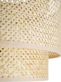 Design hanglamp Finja van bamboehout, Lampenkap: bamboe, Baldakijn: gepoedercoat metaal, Beige, Ø 50  x H 40 cm
