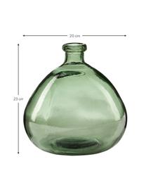 Vaso bottiglia Dina, Vetro riciclato, certificato GRS, Verde, Ø 20 x Alt. 23 cm