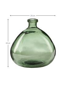 Váza ve tvaru lahve Dina, Recyklované sklo, s certifikátem GRS, Zelená, Ø 20 cm, V 23 cm