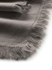 Baumwoll-Tischläufer Henley mit Fransen, 100 % Baumwolle, Grau, B 40 x L 140 cm
