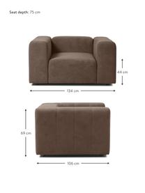 Fauteuil Lena, Bekleding: geweven stof (88% polyest, Frame: grenenhout, multiplex, ha, Poten: kunststof, Geweven stof donkerbruin, B 134 x D 106 cm