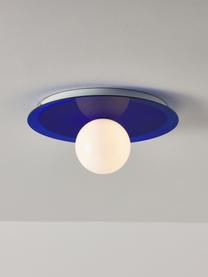 Wand- en plafondlamp Starling, Lampenkap: opaalglas, Blauw, wit, Ø 33 x D 14 cm