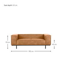 Sofá de cuero Abigail (2 plazas), Tapizado: tejido de cuero (70% cuer, Patas: metal pintado, Cuero marrón, An 190 x F 95 cm