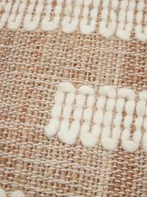 Alfombra corredor artesanal de yute con flecos Kerala, 68% yute, 23% algodón, 9% lana, Marrón, blanco crema, An 80 x L 200 cm