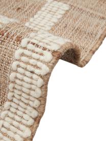 Handgefertigter Jute-Läufer Kerala mit Fransen, 68 % Jute, 23 % Baumwolle, 9 % Wolle, Braun, Cremeweiß, B 80 x L 200 cm
