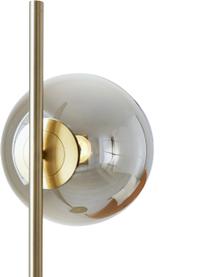 Stehlampe Dione aus Rauchglas, Lampenschirm: Rauchglas, Lampenfuß: Metall, vermessingt, Messingfarben, Grau, semi-transparent, Ø 33 x H 135 cm