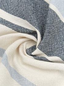 Pléd z recyklovaného polyesteru Lines, 100 % recyklovaný polyester, s certifikátem GRS, Modrá, bílá, Š 130 cm, D 170 cm