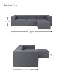 Canapé 4 places d'extérieur modulable gris foncé avec repose-pieds Simon, Tissu gris foncé, larg. 285 x prof. 105 cm