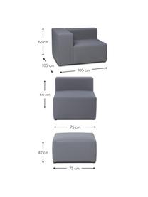 Canapé 4 places d'extérieur modulable gris foncé avec repose-pieds Lennon, Tissu gris foncé, larg. 285 x prof. 105 cm