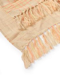 Kockovaná deka so strapcami Orla, Akryl, Oranžová, Š 130 x D 170 cm