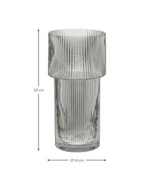 Skleněná váza s žebrovaným povrchem Lija, Sklo, Šedá, transparentní, Ø 14 cm, V 30 cm