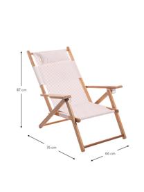 Inklapbare ligstoel Tommy, Zitvlak: 50 % katoen, 50 % polyest, Frame: teakhout, Teakhout, roze, wit, B 66 x H 87 cm