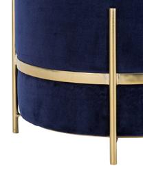 Tabouret velours bleu marine Haven, Bleu marine, couleur dorée, ∅ 38 x haut. 45 cm