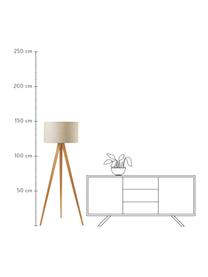 Lampa podłogowa trójnóg z litego drewna w stylu scandi Jake, Odcienie kremowego, jasny brązowy, Ø 60 x W 150 cm
