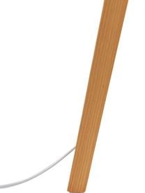 Lámpara de pie trípode de madera maciza Jake, estilo escandinavo, Pantalla: lino, Cable: plástico, Beige, Ø 60 x Al 150 cm