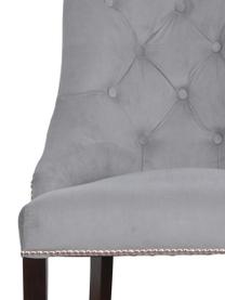Sedia imbottita in velluto grigio Madam, Rivestimento: velluto (100% poliestere), Velluto grigio, legno scuro, marrone scuro, Larg. 56 x Prof. 64 cm