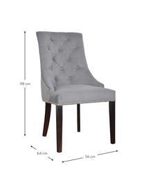 Krzesło tapicerowane z aksamitu Madam, Tapicerka: aksamit (100% poliester), Szary aksamit, Nogi: ciemny brązowy, S 56 x G 64 cm