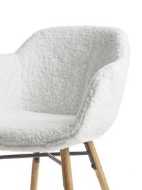 Kleine teddy fauteuil Fiji met smalle zitvlak, Bekleding: Teddy (polyester) Met 20., Poten: massief eikenhout, Teddy crèmewit, hout, B 59 cm x H 84 cm