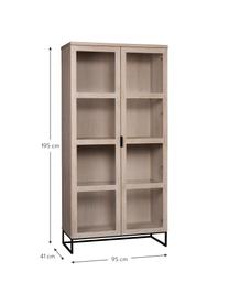 Vitrína s prosklenými dveřmi Everett, Bělené dubové dřevo, Š 95 cm, V 195 cm