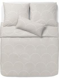 Funda nórdica de algodón Arcs, Beige, blanco, Cama 90 cm (155 x 220 cm)