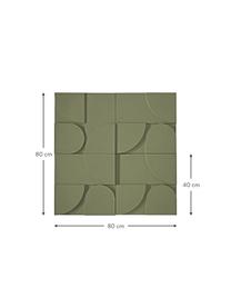 Decoración de pared de madera Massimo, 4 uds., Tablero de fibras de densidad media (MDF), Verde, An 80 x Al 80 cm