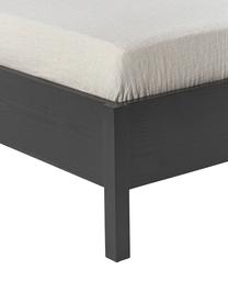 Lit en bois avec tête de lit en cannage Jones, Noir, 140 x 200 cm