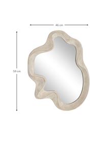 Kleiner Wandspiegel Iro in organischer Form, Spiegelfläche: Spiegelglas, Rahmen: Mitteldichte Holzfaserpla, Rückseite: Mitteldichte Holzfaserpla, Beige, B 46 x H 59 x T 3 cm