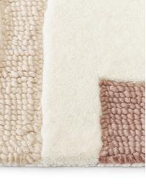 Handgetuft wollen vloerkleed Corin met hoog-laag structuur, Bovenzijde: 100% wol, Onderzijde: 100% katoen Bij wollen vl, Roze,beige,bruin,multicolour, B 80 x L 150 cm (maat XS)