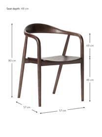 Houten fauteuil Angelina, Essenhout, FSC-gecertificeerd, gelakt, multiplex, FSC-gecertificeerd, Gelakt eikenhout, B 57 x H 80 cm