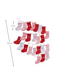 Adventskalender Socks L 200 cm, Filz, Rot, Rosa, Weiß, L 200 cm