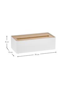 Tissuebox Rin, Deksel: hout, Doos: gelakt staal, Wit, helder hout, B 26 x H 8 cm